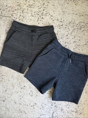 First Wave Boys Heathered Navy and Charcoal Knit Shorts Bundle of 2